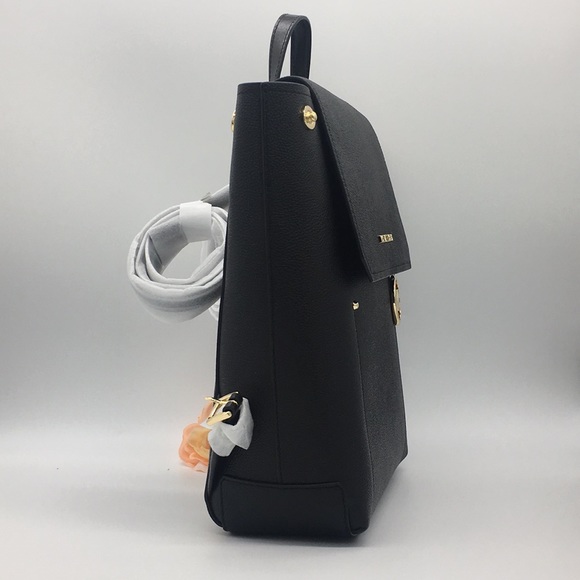 MICHAEL KORS HAYES MEDIUM BACKPACK BLACK LEATHER - Picture 7 of 16